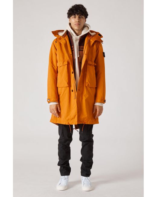 orange lined parka
