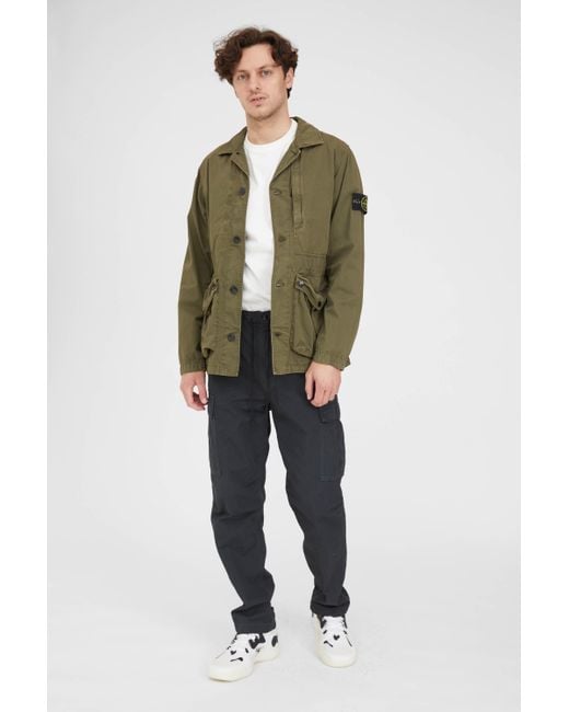 Stone Island 439wn Brushed Cotton Canvas Jacket in Olive (Green) for Men |  Lyst