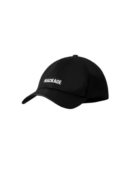 Mackage Black Anderson-L Leather Logo Cap