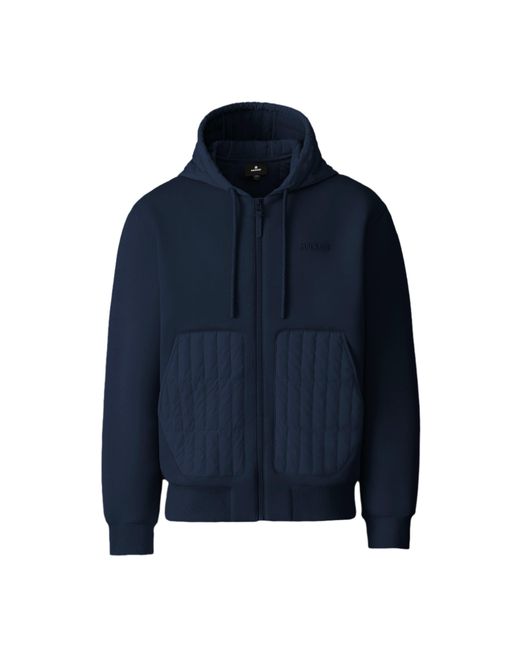 Mackage Blue Cruz Zip-Up Hybrid Vertical Quilt Hoodie for men