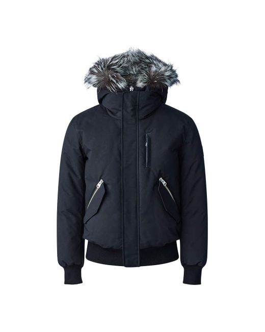 Mackage Blue Dixon-X 2-In-1 Nordic Tech Down Bomber With Fox Fur for men