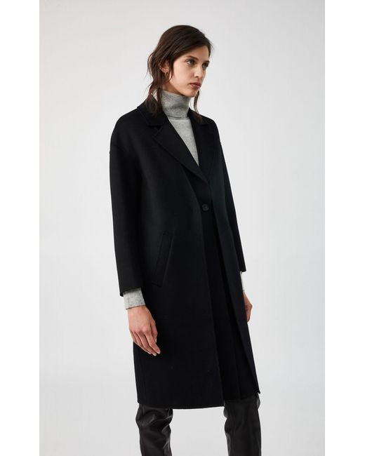 womens long black wool coat