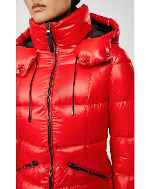 Mackage Synthetic Madalyn Down Jacket With Removable Hood In Red
