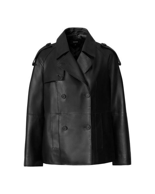 Mackage Black Dolores Double-Breasted Leather Jacket