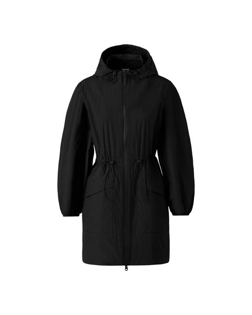 Mackage Black Alyster Packable Long Rain Jacket