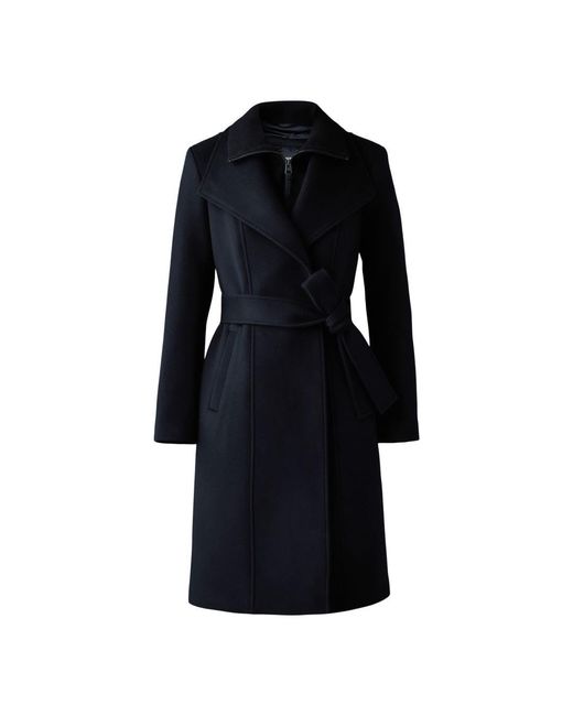 Mackage Black Norita 2-In-1 Double Face Wool Coat With Sash