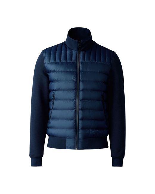 Mackage Blue Collin-R Nano Down Mixed Media Bomber Jacket for men
