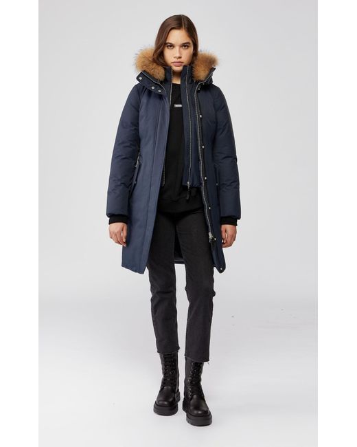 Mackage Blue Harlowe Down Coat With Removable Natural Fur In Navy - Women