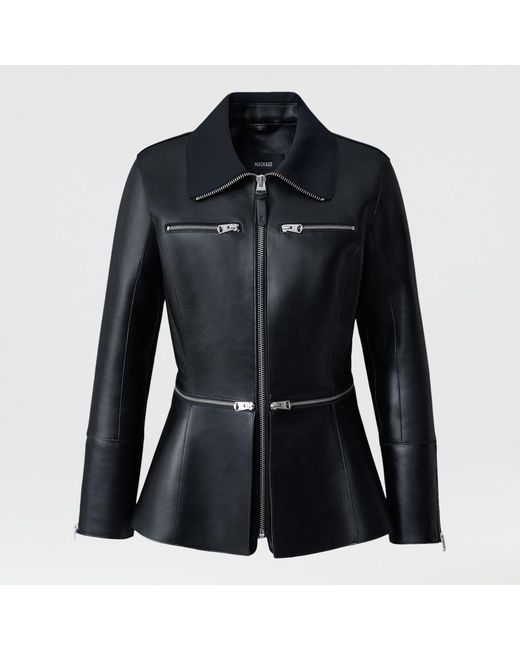 Mackage Black Jessyan Fitted Lamb Leather Jacket