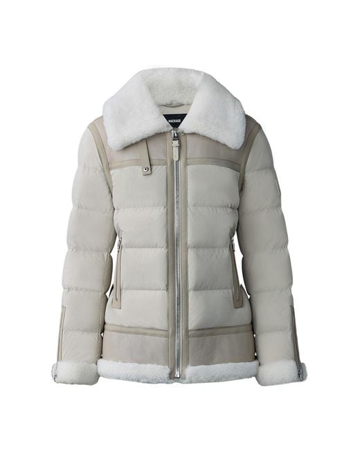 Mackage Blue Vanna Mixed-Media Shearling Down Jacket