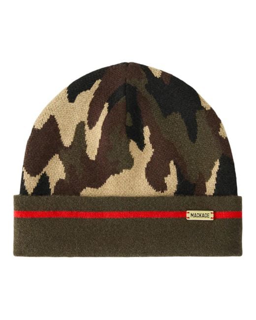 Mackage Green Kiko-Camo Jacquard Camo Knit Beanie
