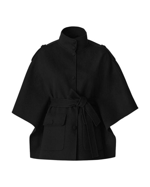 Mackage Black Henrietta Double-Face Wool Cape Jacket