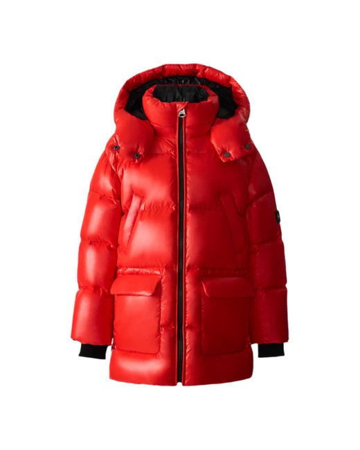 Mackage Red Kennie Lustrous Light Down Parka With Hood For Toddlers -6 Years)