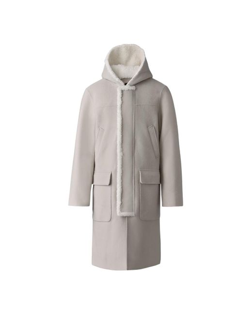 Mackage Gray Abraham Heavy Double Face Wool Long Hooded Coat for men