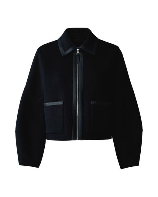 Mackage Blue Solana Double-Face Wool Balloon Sleeved Short Jacket