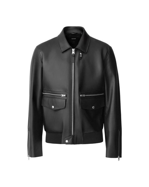 Mackage Black Jakari Leather Zip Jacket for men