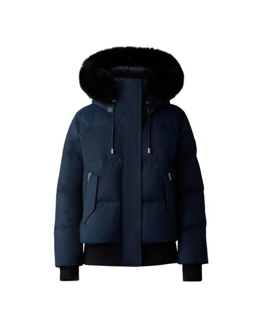 Mackage Blue Nefi-Bx Down Jacket With Fox Fur Hood