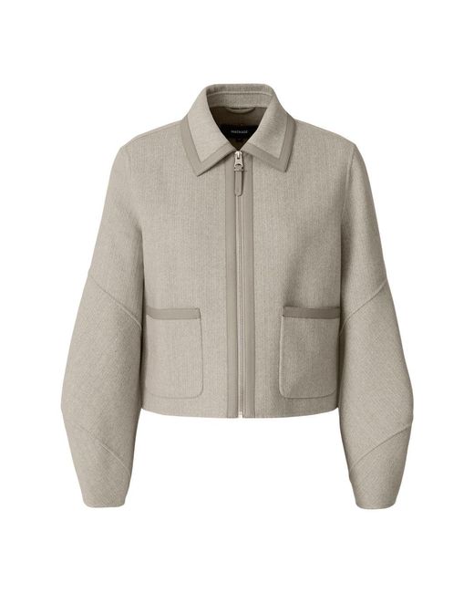 Mackage Gray Solana-Hb Double-Face Herringbone Wool Balloon Sleeved Short Jacket