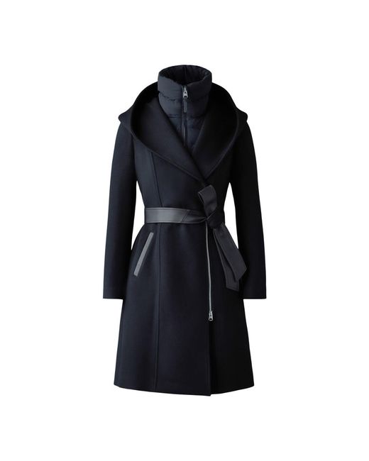 Mackage Blue Shia-Slb 2-In-1 Double-Face Wool Coat With Removable Bib