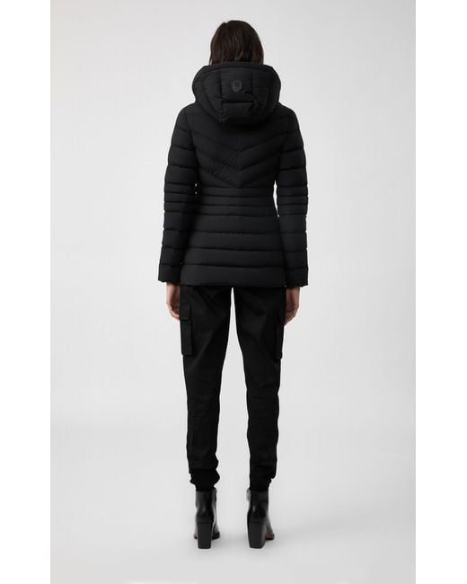 Mackage Leather Patsy Lightweight Down Jacket With Removable Hood In