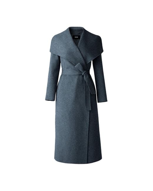 Mackage Blue Mai-Lst Double-Face Wool Stripe Wrap Coat