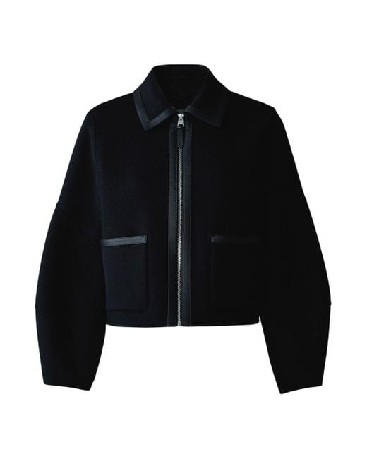 Mackage Blue Solana Double-Face Wool Balloon Sleeved Short Jacket