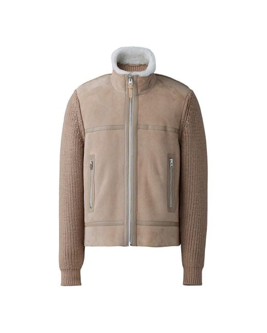Mackage Blue Jonathan Mixed-Media Shearling Jacket for men