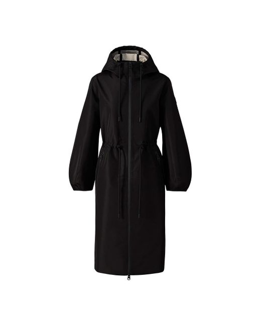 Mackage Black Mekelle-Z Long Recycled Technical Rain Coat