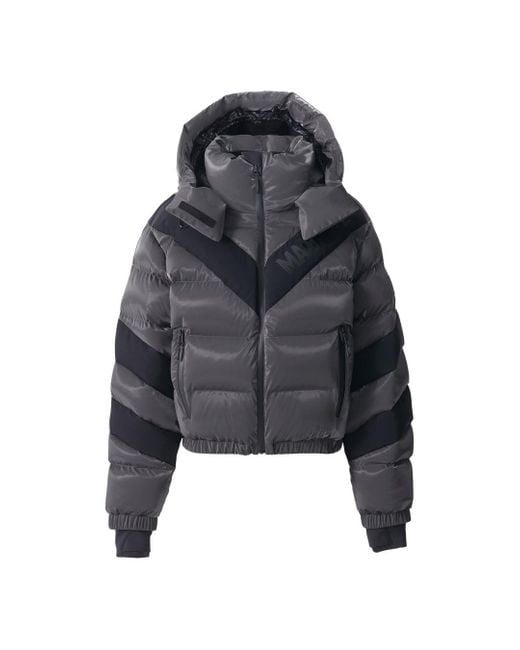 Mackage Gray Kairi-Glo High-Gloss Down Ski Jacket With Chevron Design
