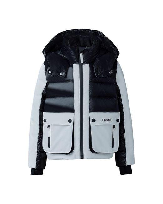 Mackage Blue Andre Mixed-Media Down Ski Jacket For Kids -14 Years)