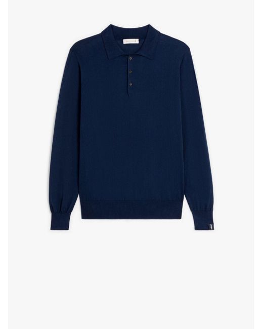 Mackintosh Navy Cotton Long Sleeve Polo Shirt in Blue for Men | Lyst