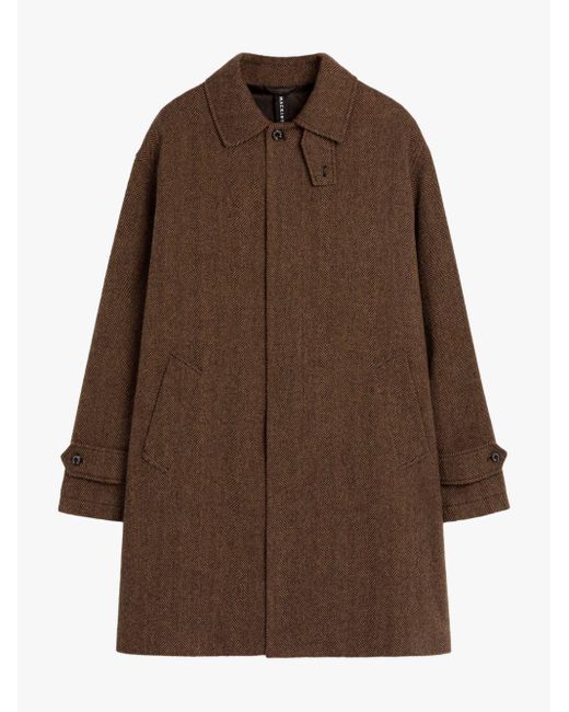 Mackintosh Soho Brown Herringbone Wool Overcoat for men