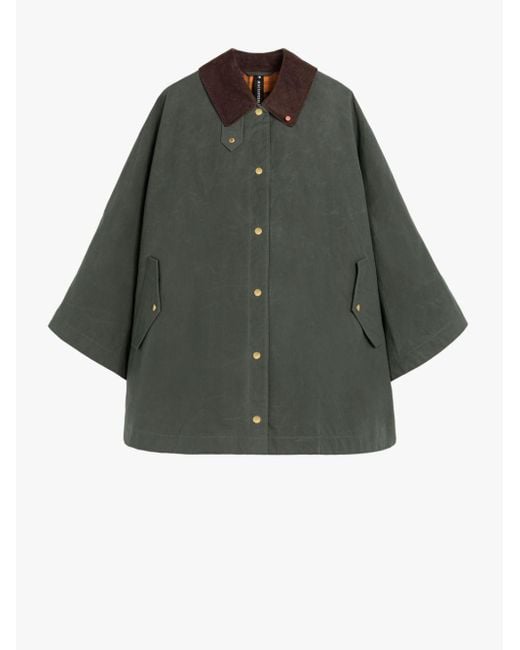 Mackintosh Gray Cora Green Waxed Cotton Field Coat