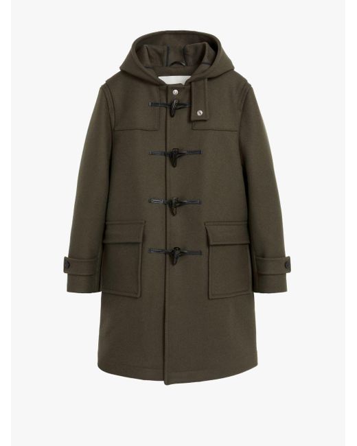 dark green duffle coat