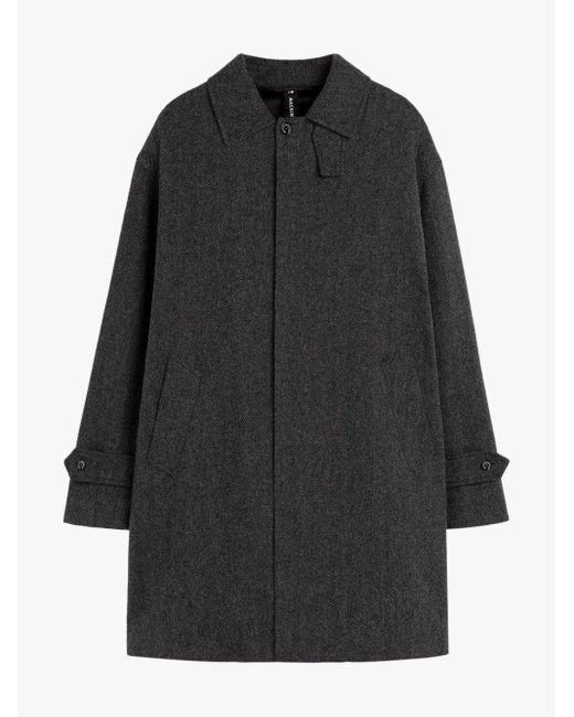 Mackintosh Black Soho Grey Herringbone Wool Overcoat for men