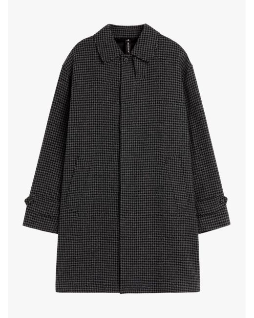 Mackintosh Black Soho Grey Houndstooth Wool Overcoat for men