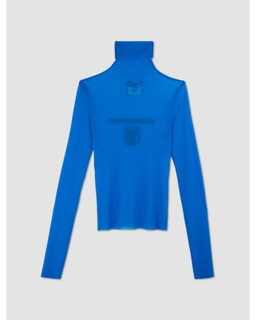 Jean Paul Gaultier Mesh Turtleneck in Blue Lyst