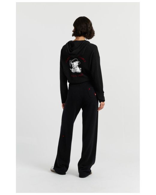 Chinti & Parker Black Wool Cashmere Peanuts Wide-leg Track Pants