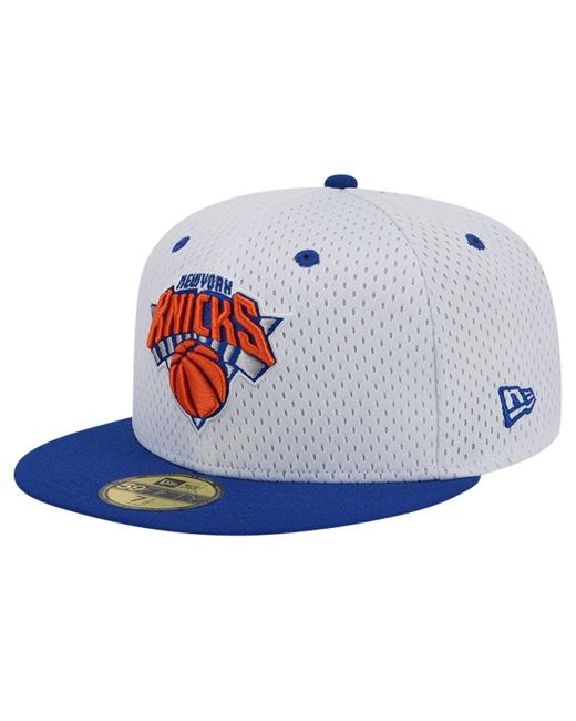 KTZ White/blue New York Knicks Throwback 2tone 59fifty Fitted Hat for men