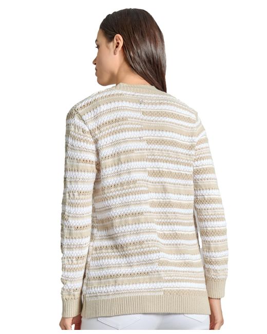 Jones New York White Textured Open-front Cardigan