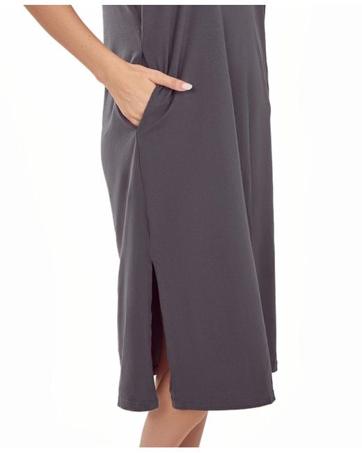 iCollection Gray Plus Size Soft Knit Short Sleeve Nightgown Dress