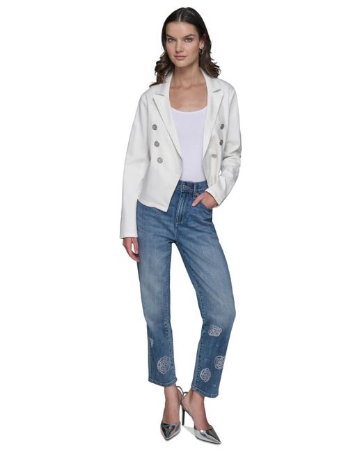 Karl Lagerfeld White Double-breasted Denim Jacket