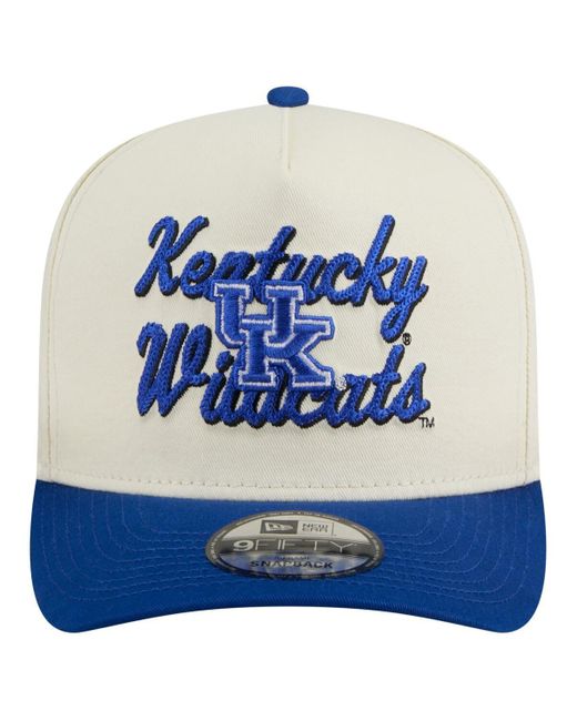 KTZ Blue Cream/royal Kentucky Wildcats Vintage Chainstitch 9fifty A-frame Snapback Hat for men
