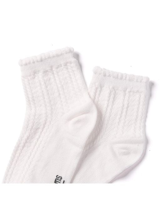 Stems White Pointelle Ruffled Crew Socks