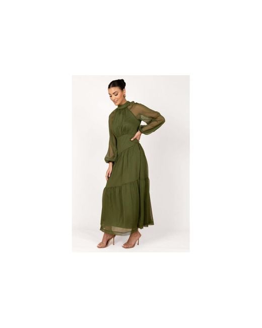 macys green long sleeve dress Long Green Dress