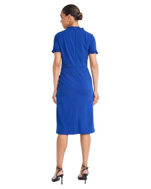 Maggy London Blue Ruffled-trim Sheath Dress