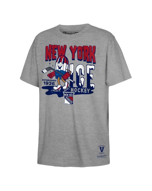 Mitchell & Ness Gray Mitchell Ness Big Boys And Girls New York Rangers Popsicle T-shirt for men