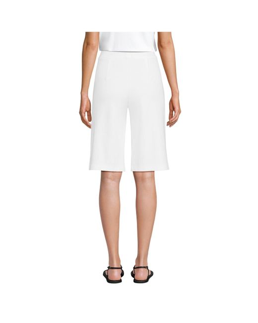 Lands' End White Sport Knit High Rise Pleated 12" Bermuda Shorts