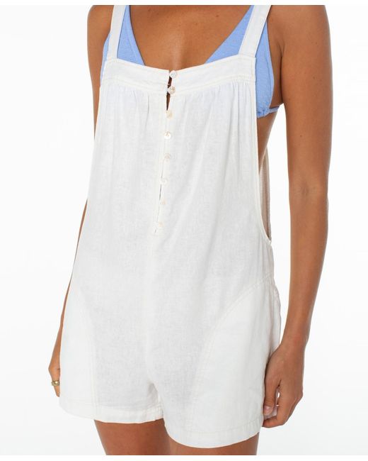 Roxy White Sail And Bow Square Neck Romper