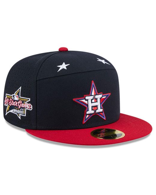 KTZ Blue Navy/red Houston Astros 2025 Mlb All-star Game Workout Side Patch 59fifty Fitted Hat for men